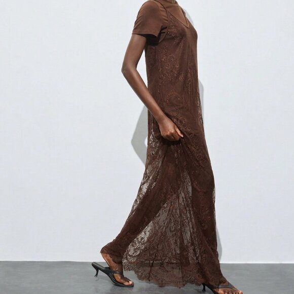 Multicolor Elegant Women's Sexy Lace Detachable Camisole Dress - Picture 3 of 7